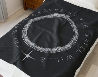 Wheel of Time Plush Throw Blanket feat. the Great Serpent of the Aes Sedai; Black Velveteen