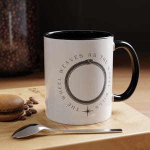 Elegant Wheel of Time Accent Color Mug with Aes Sedai Great Serpent Design