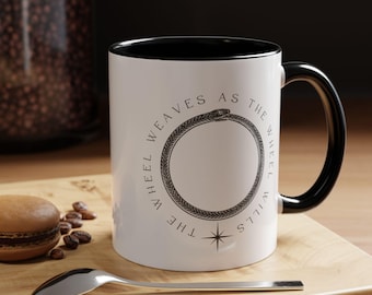 Elegant Wheel of Time Accent Color Mug with Aes Sedai Great Serpent Design