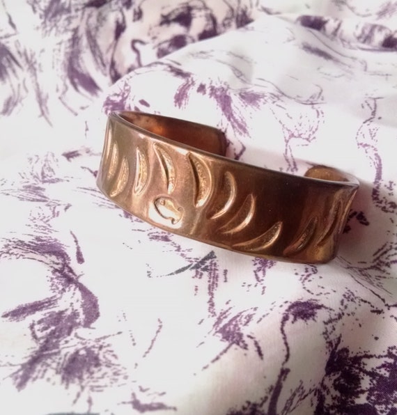 Copper Cuff Bracelet stamped with Fish