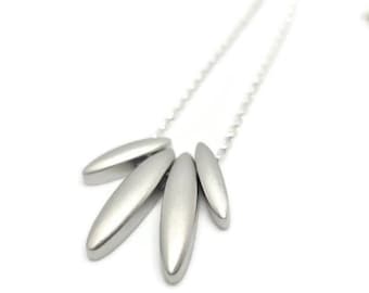 Sterling silver satin finish Necklace, contemporary matt finish pendant and chain,  modern necklace