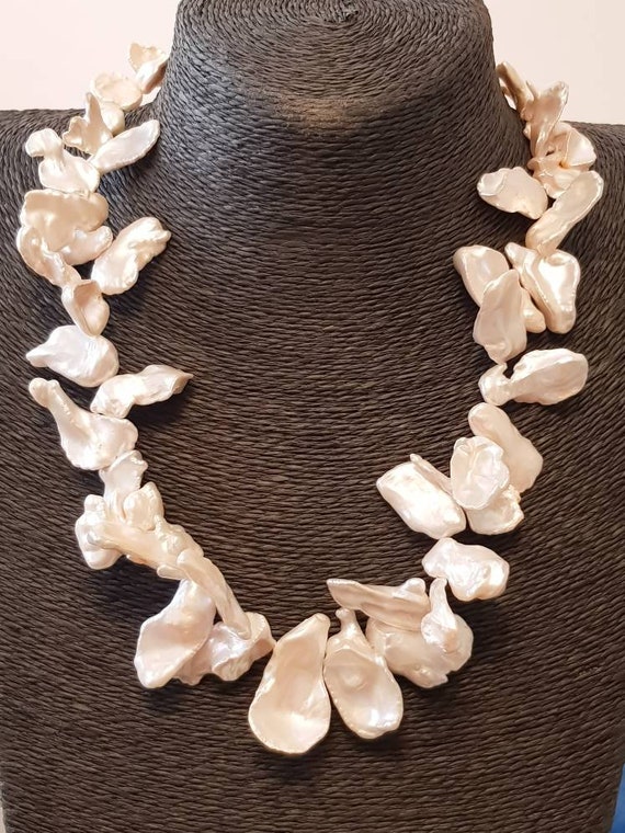 Drop Necklace in Silver Keshi Pearls – Paloma Mele Studio