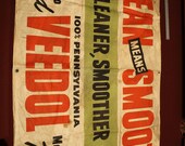Original 1930s Veedol Pennsylvania Motor Oil Canvas Banner