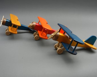 Handmade Wooden Toy Biplane