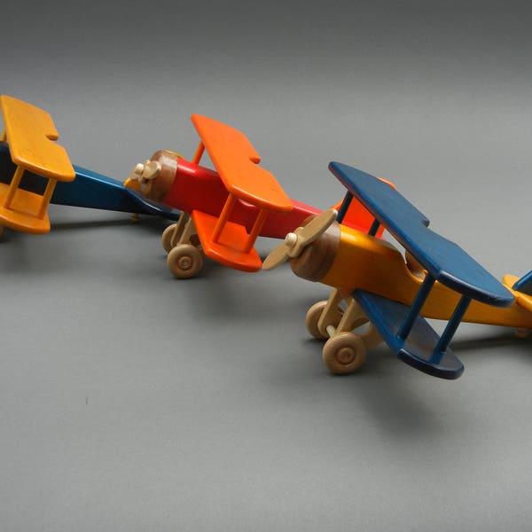 Handmade Wooden Toy Biplane