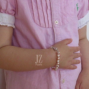 Freshwater  Pink Baroque Pearl Bracelet Sterling Silver Heart Clasp Child Gift. Adult Gift. Bridal