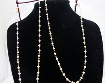 Freshwater Pearls Gold Chain for Spectacles, Glasses, Necklace or Lanyard.