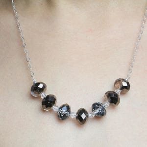 Diamante Grey Clear Crysral Necklace, Sterling Silver Chain necklace, Minimalist. Fashionable, Dainty jewellery.