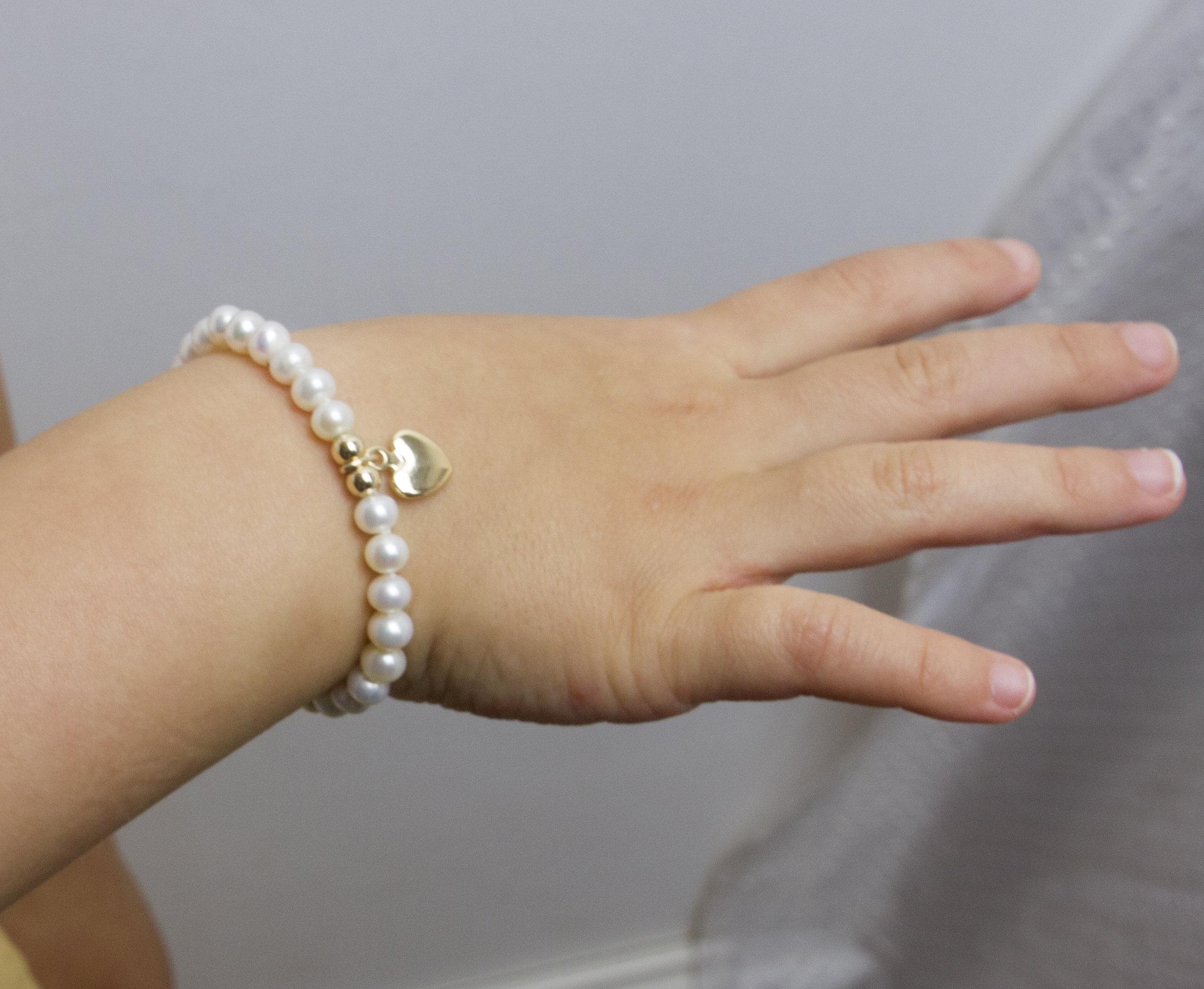 Freshwater Pearl Baby Bracelet featuring a Gold Filled Heart Etsy