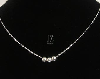 ネックレス・ペンダント [KINDABABY] [925silver] black line silver ball necklace 925 Sterling Silver Ball Bead Chain Necklace 2, 3, 4, 5, 6