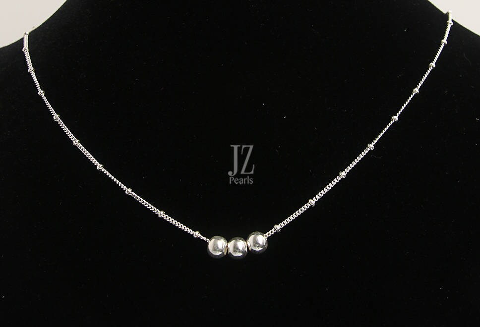 Delicate Sterling Silver Ball Chain Necklace, Sterling