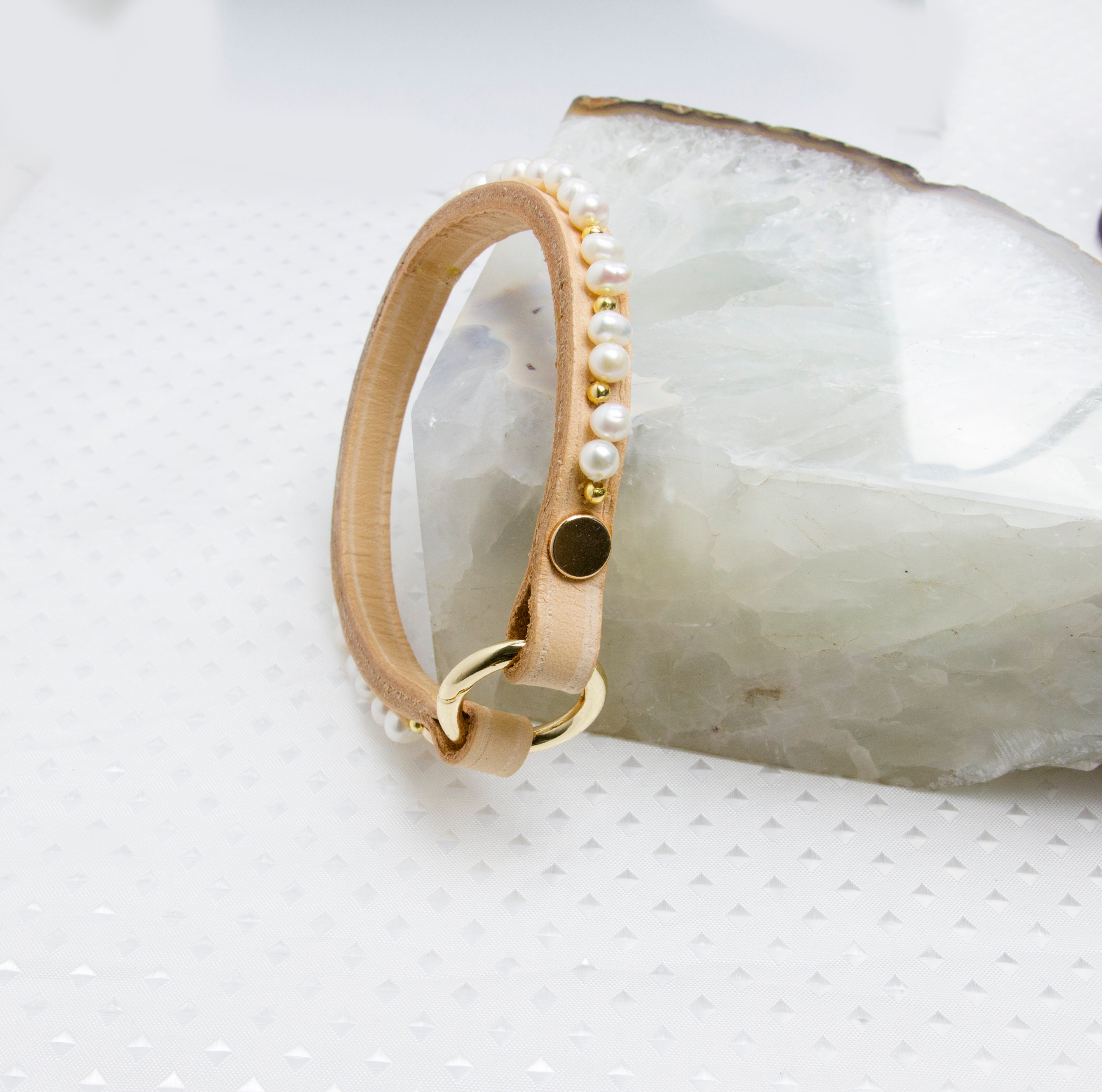 Real Leather Cat Collar With Freshwater Pearls and Gold Beads. Etsy UK