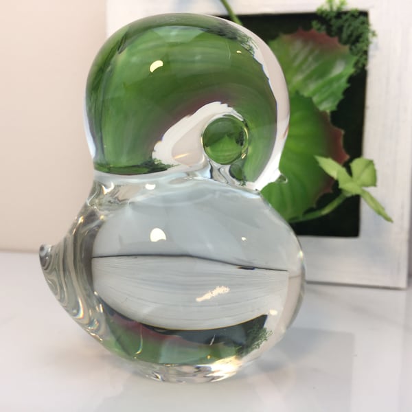 4.25" FM Konstglas Sweden Clear Glass Pippi Bird Paperweight