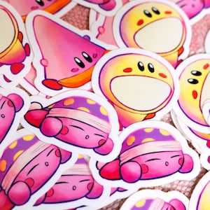 Kirby Stickers | Traffic Cone Kirby, Lightbulb Kirby, Sleeping Kirby | Kirby and the Forgotten Land | Video Game Die Cut Stickers