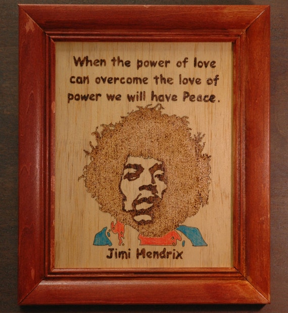 Jimi Hendrix Holz Verbrannt Portrait Und Zitat Die Kraft Etsy