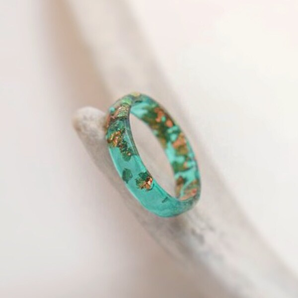 Handmade Epoxy Resin Ring: The Emerald City