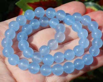 10 mm RARE Bleu Amérique du Sud Topaz perles rondes Collier 18/" AAA
