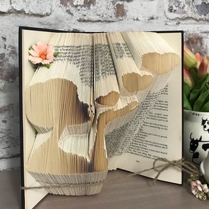 Folded book art, Romantic kisses, paper anniversary gift image 3