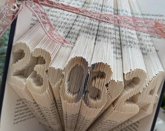 Anniversary card, folded book art, gifts for readers
