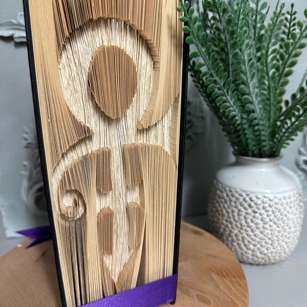 Prince symbol, purple rain, music lover, folded book art gift