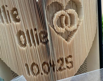 Deluxe anniversary card, paper anniversary, wedding day, bride and groom, book lover, re-loved book gift, altered book art