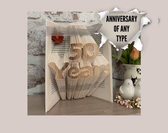 Anniversary card, golden wedding, silver anniversary, folded book art