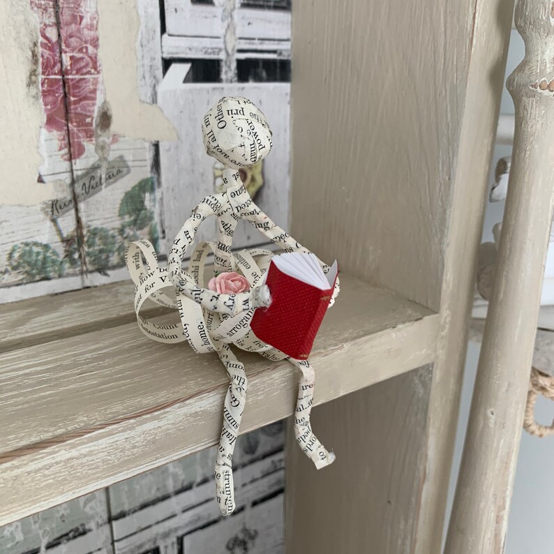 Altered book papiermâché sitting figure Etsy