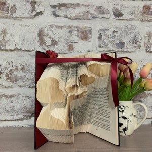 Folded book art, Romantic kisses, paper anniversary gift image 2