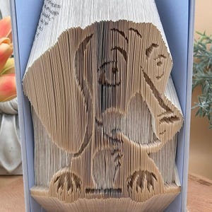 Cane salsiccia, faccia di bassotto, arte del libro piegato, biglietto d'auguri, anniversario della carta, amante degli animali, biglietto d'auguri, aggiornamento della carta
