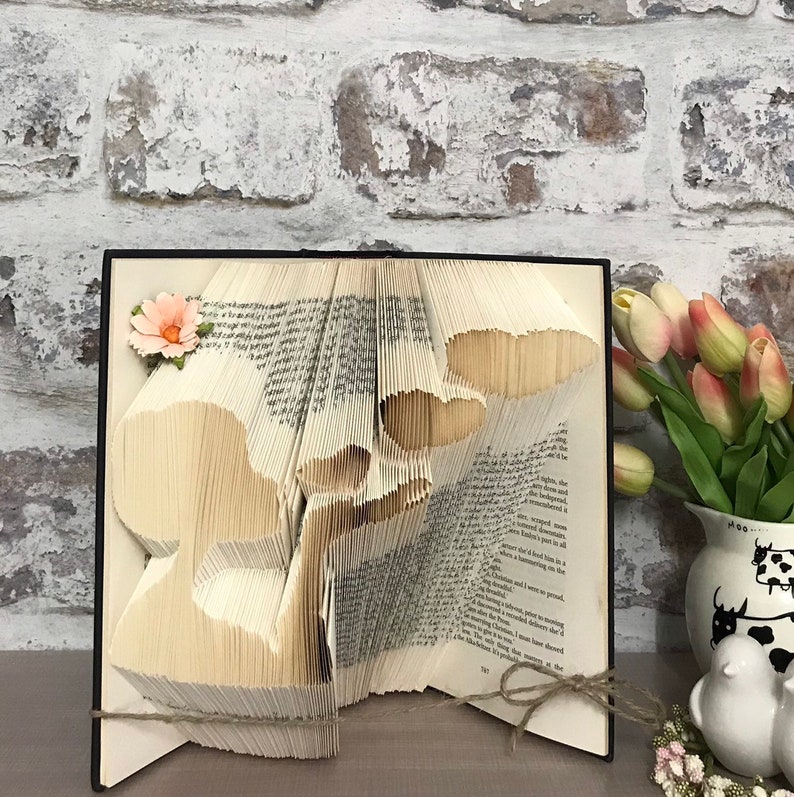 Folded book art, Romantic kisses, paper anniversary gift image 7