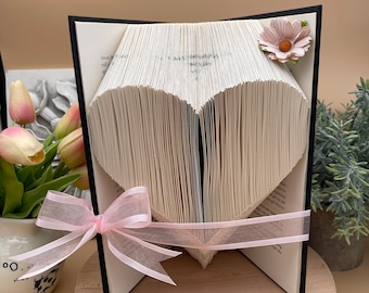 Large heart, folded book art, paper anniversary gift