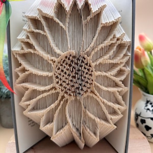 Biglietto d'anniversario, arte del girasole, design floreale grande, regalo di girasole deluxe, libro piegato