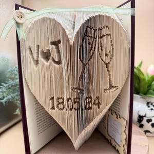 Jubiläumskarte, Sektgläser, an das Brautpaar, gefaltete Buchkunst