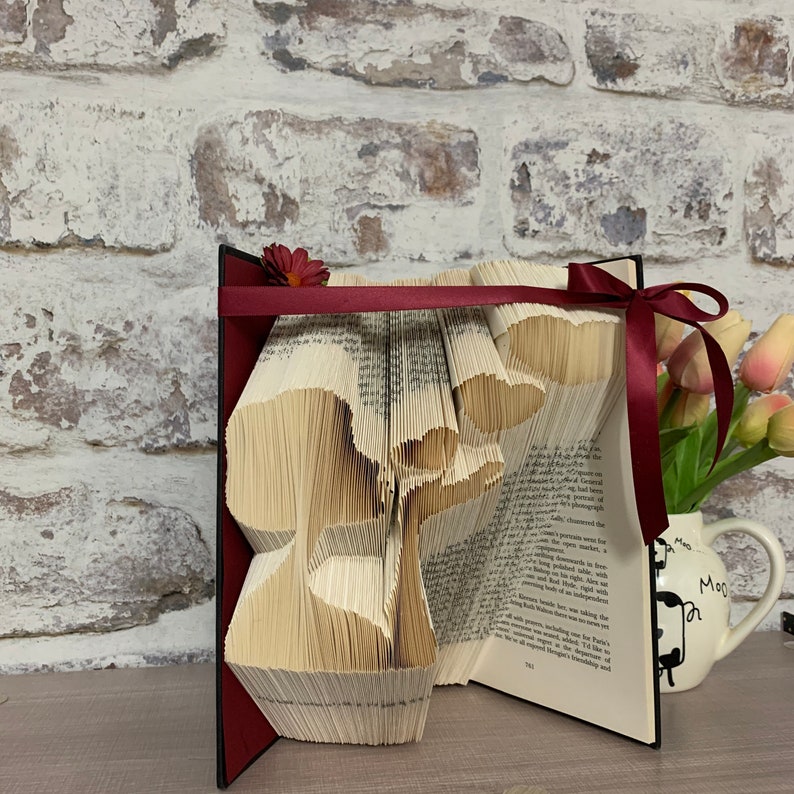 Folded book art, Romantic kisses, paper anniversary gift image 5