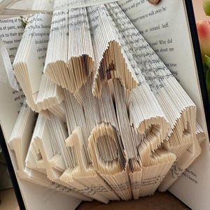 Folded book, anniversary card, personalised, initials and date
