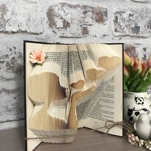 Folded book art, Romantic kisses, paper anniversary gift image 8