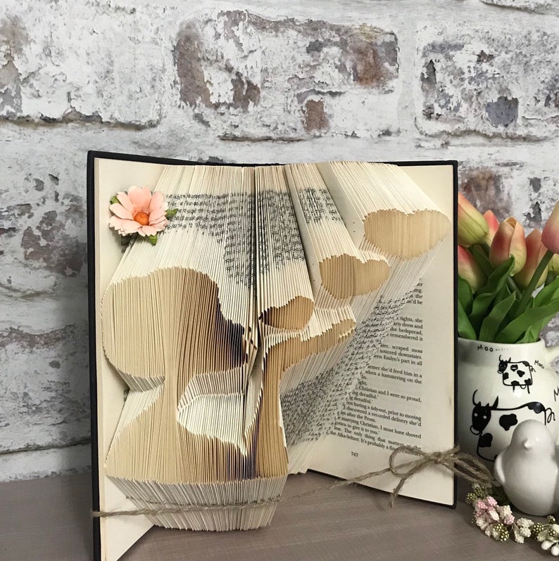 Folded book art, Romantic kisses, paper anniversary gift image 8