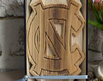 North Carolina, College logo, folded book art, unique paper gift