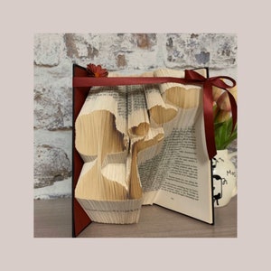 Folded book art, Romantic kisses, paper anniversary gift image 1