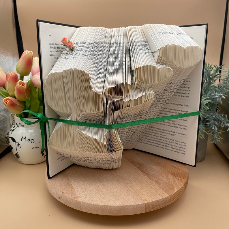 Folded book art, Romantic kisses, paper anniversary gift image 4