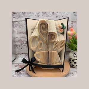 Coffee lover, cup and saucer, book art, altered book art