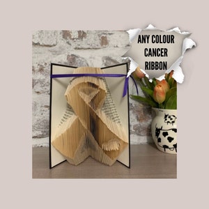 Kankeronderzoek, lint voor inzamelingsactie, origamipapier, gevouwen boekkunst