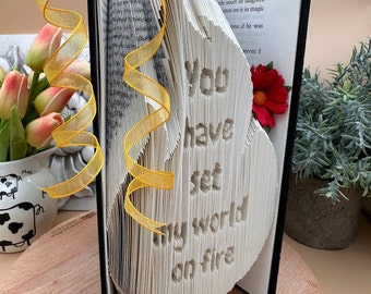 You have set my world on fire, romantic gift, firey flames, valentine, anniversary, book lover gift, for my wife