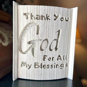 Danke, Gott, für all meine Segnungen, gefaltete Buchkunst, 3D Papierkunst, religiöse Kunst, Danksagungsgeschenk, Danksagung, Weihnachten, Ostern