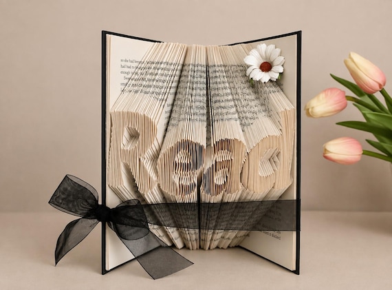 Book lover, avid reader gift, folded book art, read to relax, paper anniversary card