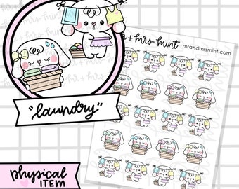 Bonnie Laundry Planner Stickers |  Hand drawn Stickers, Planner Stickers, CoffeeBeanPaper, Laundry Day, Folding laundry