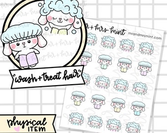 Bonnie Wash + Treat Hair Planner Stickers |  Hand drawn Stickers, Planner Stickers, CoffeeBeanPaper, Hair Wash, Hair Treatment