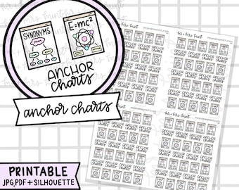 Anchor Charts Printable Planner Stickers |  Hand drawn Stickers, Planner Stickers, CoffeeBeanPaper