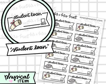 Student Loan Stickers |  Hand drawn Stickers, Planner Stickers, CoffeeBeanPaper, Student Loan,  Budget, financing, finances