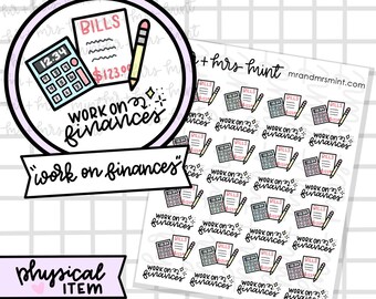 Work on Finances Stickers |  Hand drawn Stickers, Planner Stickers, CoffeeBeanPaper, Budget, financing, finances